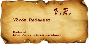 Vörös Radamesz névjegykártya